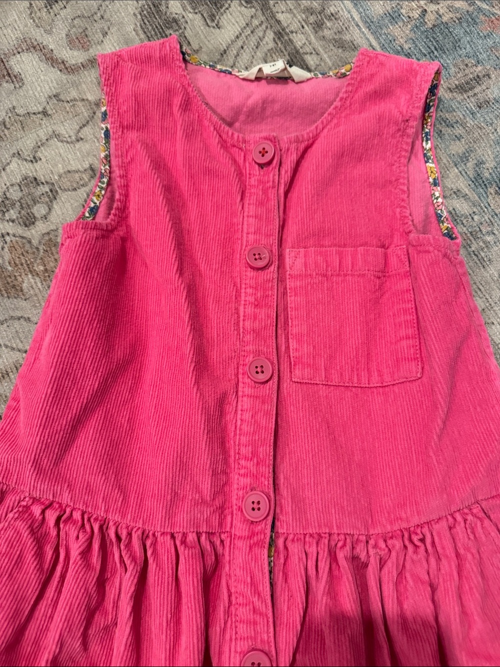 Mini Boden Hot Pink Corduroy Button-Front Dress - Picture 2 of 6